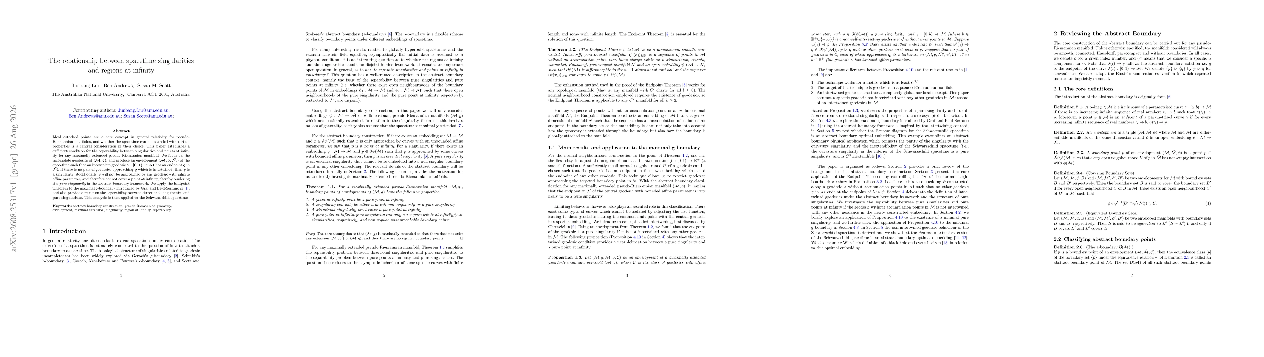 Thumbnail for The relationship between spacetime singularities and regions at infinity