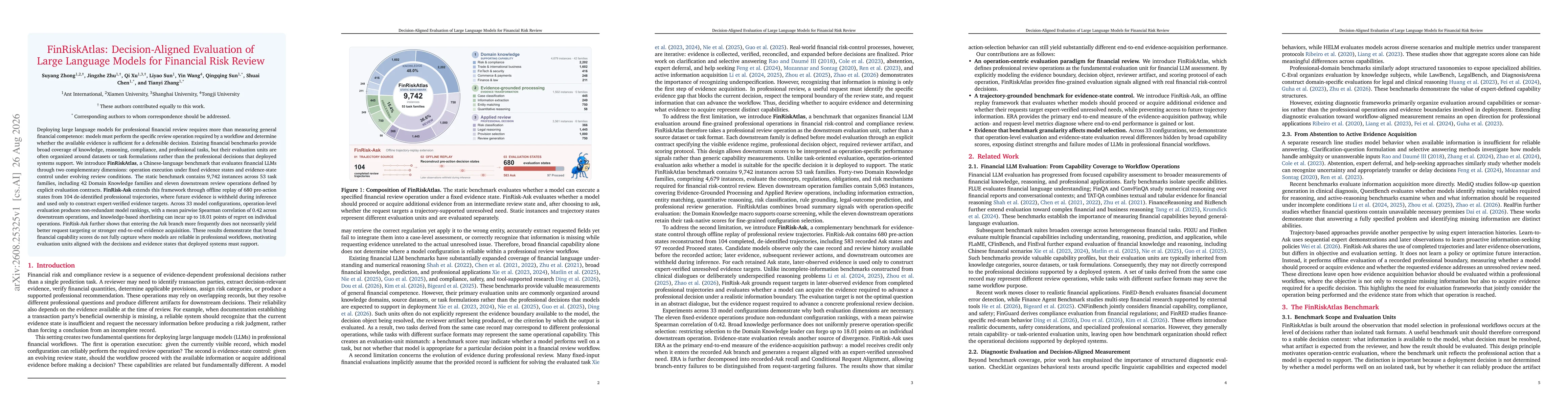 Thumbnail for FinRiskAtlas: Decision-Aligned Evaluation of Large Language Models for Financial Risk Review