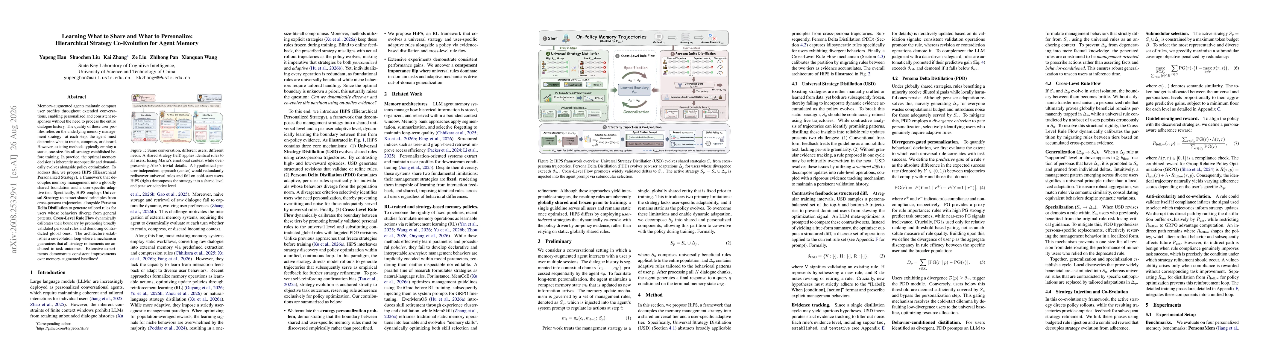 Thumbnail for Learning What to Share and What to Personalize: Hierarchical Strategy Co-Evolution for Agent Memory