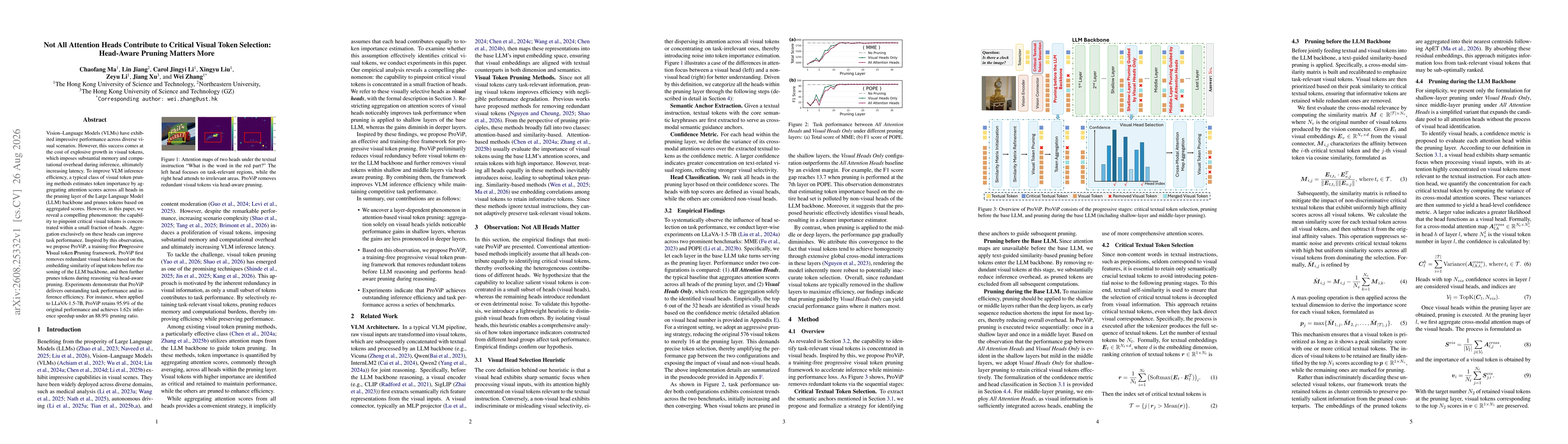 Thumbnail for Not All Attention Heads Contribute to Critical Visual Token Selection: Head-Aware Pruning Matters More