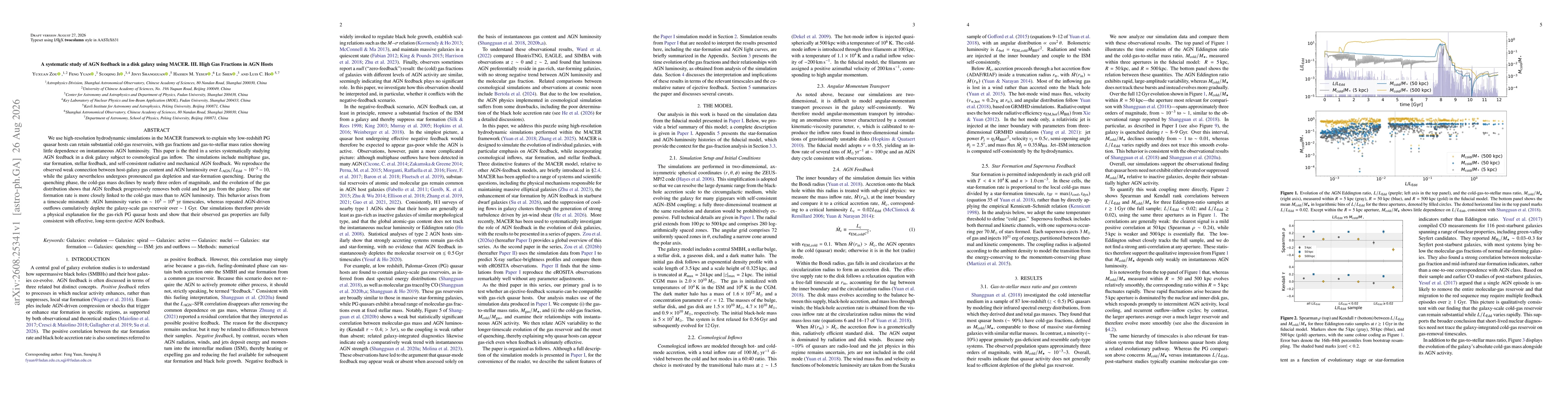 Thumbnail for A systematic study of AGN feedback in a disk galaxy using MACER. III. High Gas Fractions in AGN Hosts