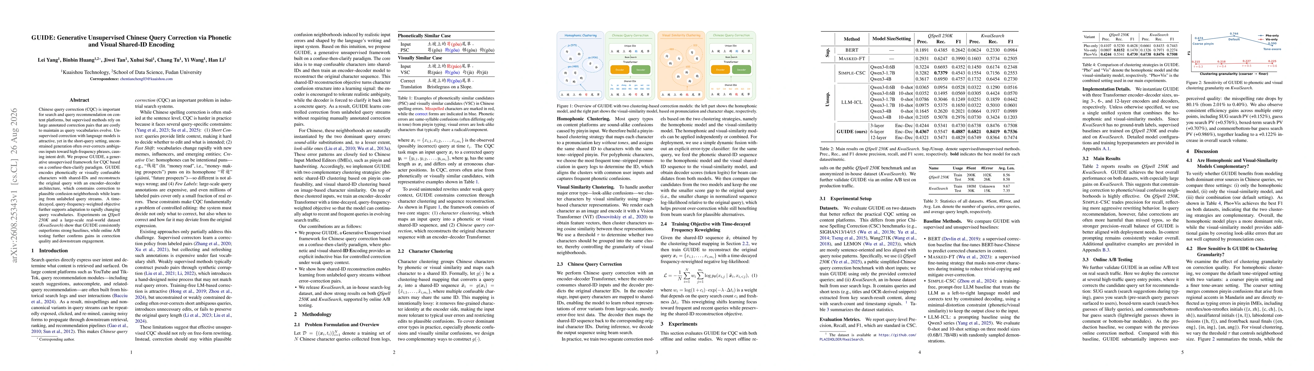 Thumbnail for GUIDE: Generative Unsupervised Chinese Query Correction via Phonetic and Visual Shared-ID Encoding