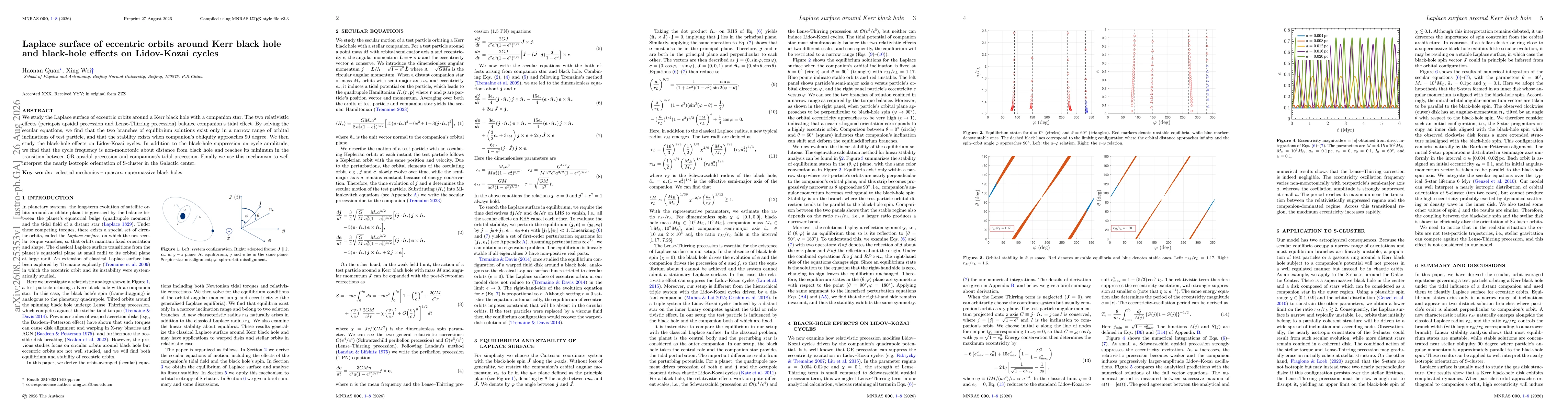 Thumbnail for Laplace surface of eccentric orbits around Kerr black hole and black-hole effects on Lidov-Kozai cycles