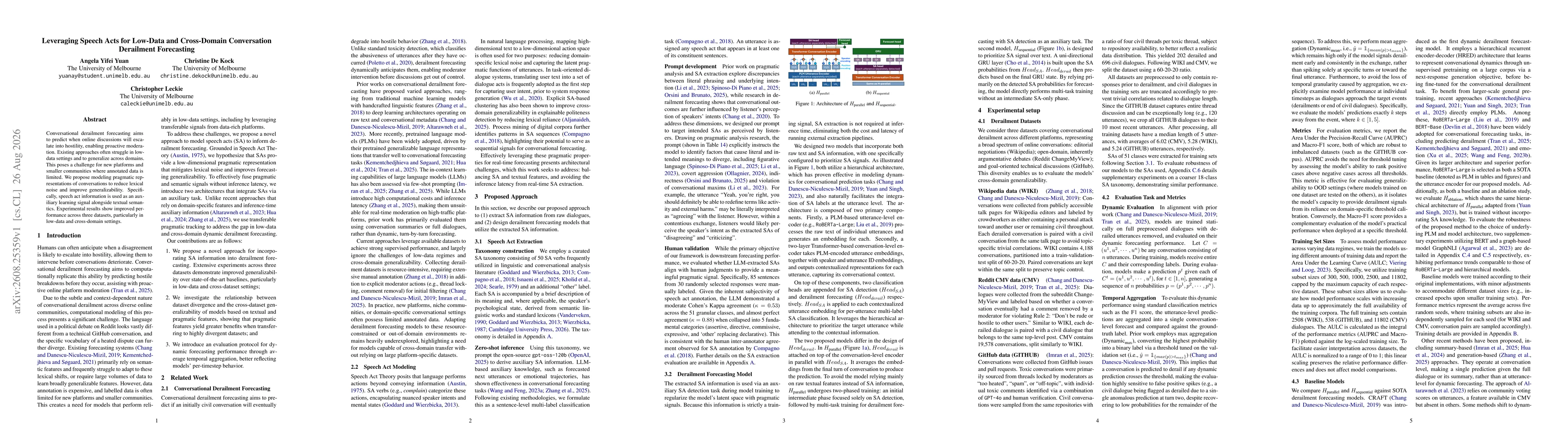 Thumbnail for Leveraging Speech Acts for Low-Data and Cross-Domain Conversation Derailment Forecasting