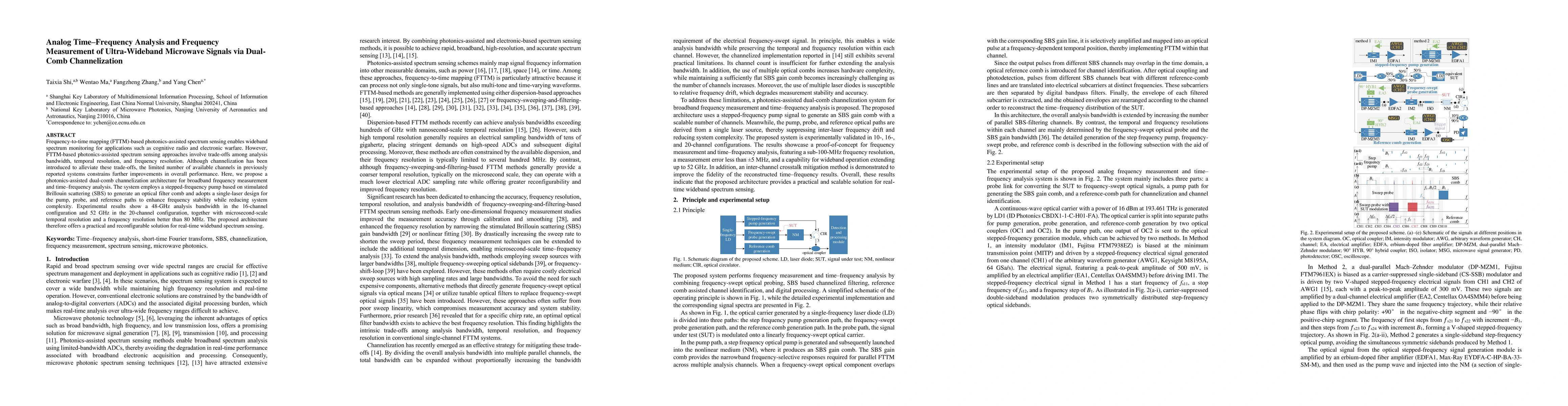 Thumbnail for Analog Time-Frequency Analysis and Frequency Measurement of Ultra-Wideband Microwave Signals via Dual-Comb Channelization