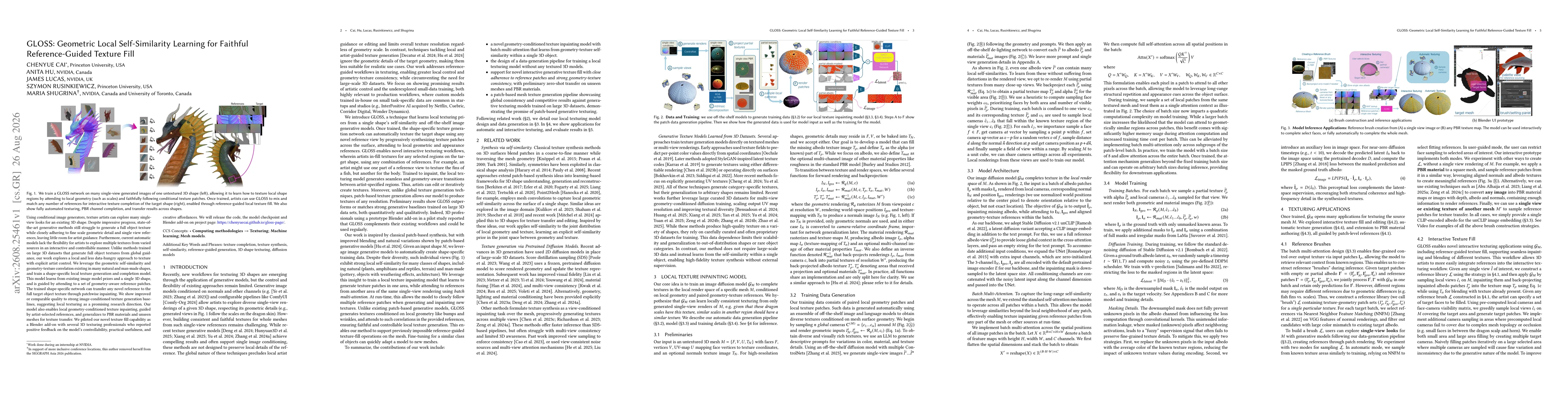 Thumbnail for GLOSS: Geometric Local Self-Similarity Learning for Faithful Reference-Guided Texture Fill