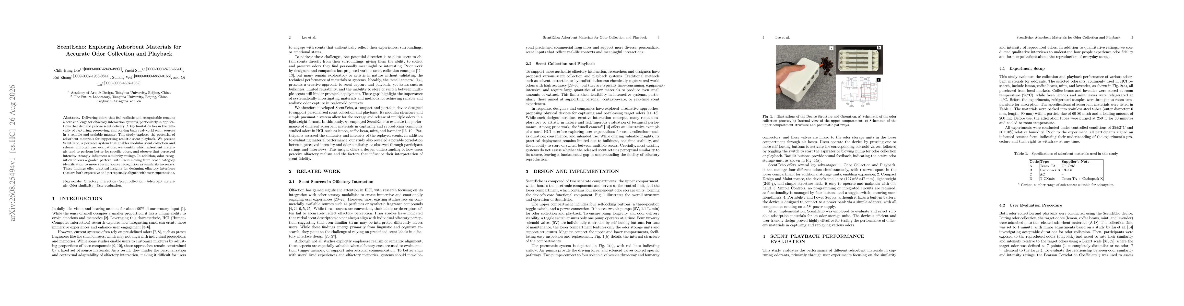 Thumbnail for ScentEcho: Exploring Adsorbent Materials for Accurate Odor Collection and Playback