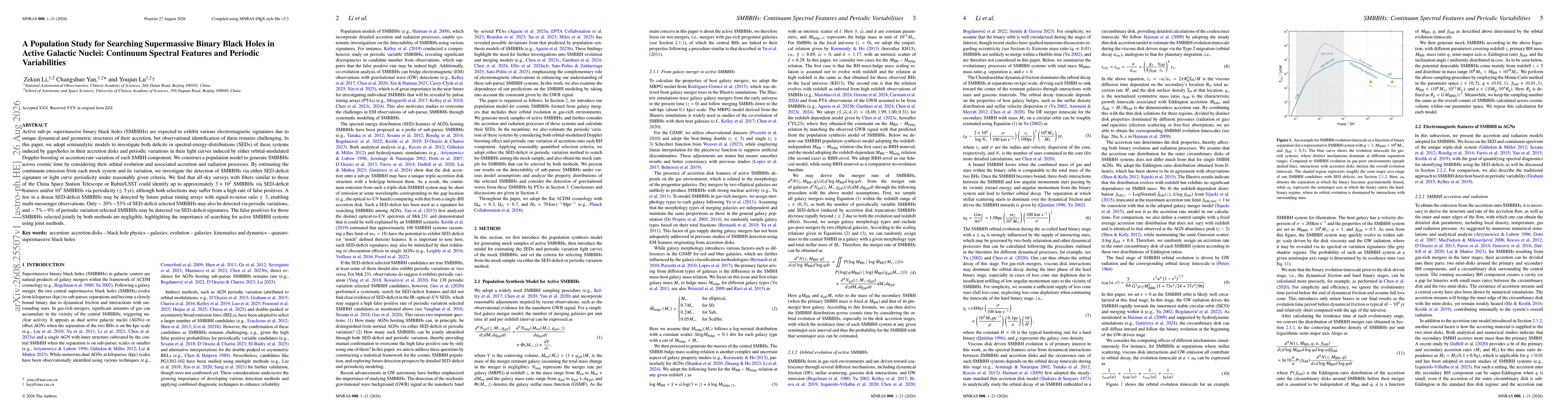 Thumbnail for A Population Study for Searching Supermassive Binary Black Holes in Active Galactic Nuclei: Continuum Spectral Features and Periodic Variabilities