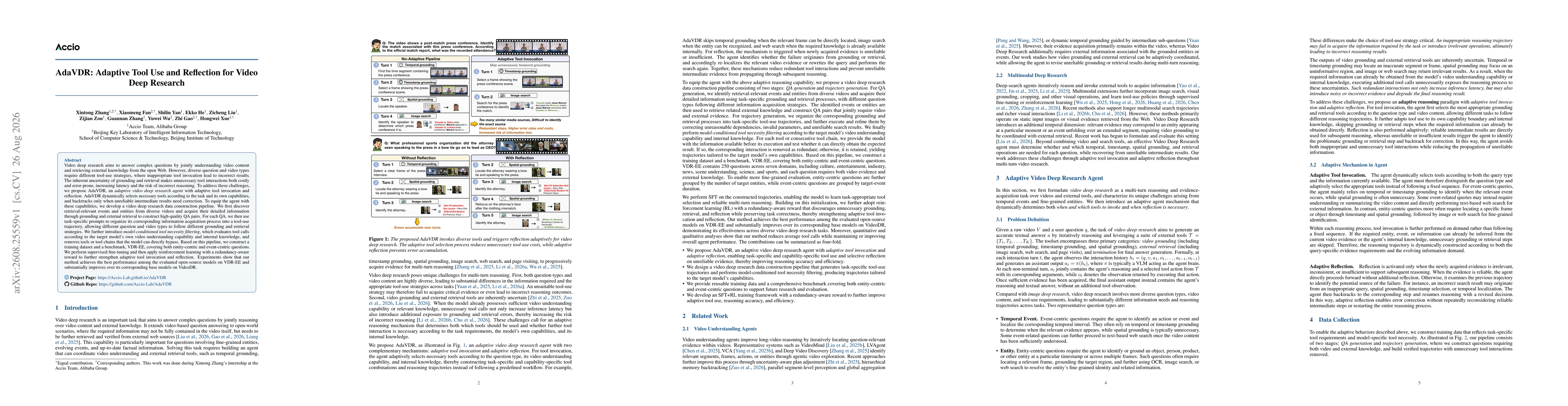 Thumbnail for AdaVDR: Adaptive Tool Use and Reflection for Video Deep Research