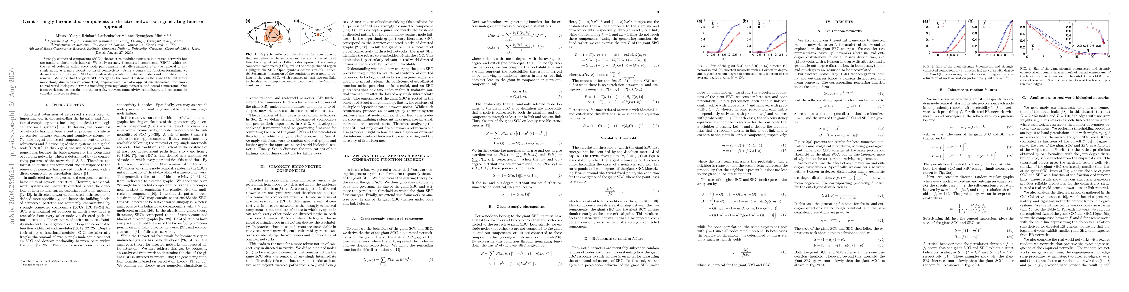 Thumbnail for Giant strongly biconnected components of directed networks: a generating function approach