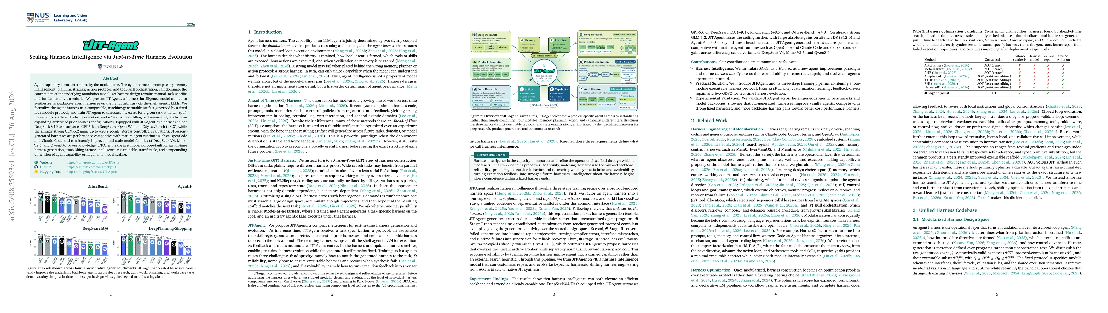 Thumbnail for JIT-Agent: Scaling Harness Intelligence via Just-in-Time Harness Evolution