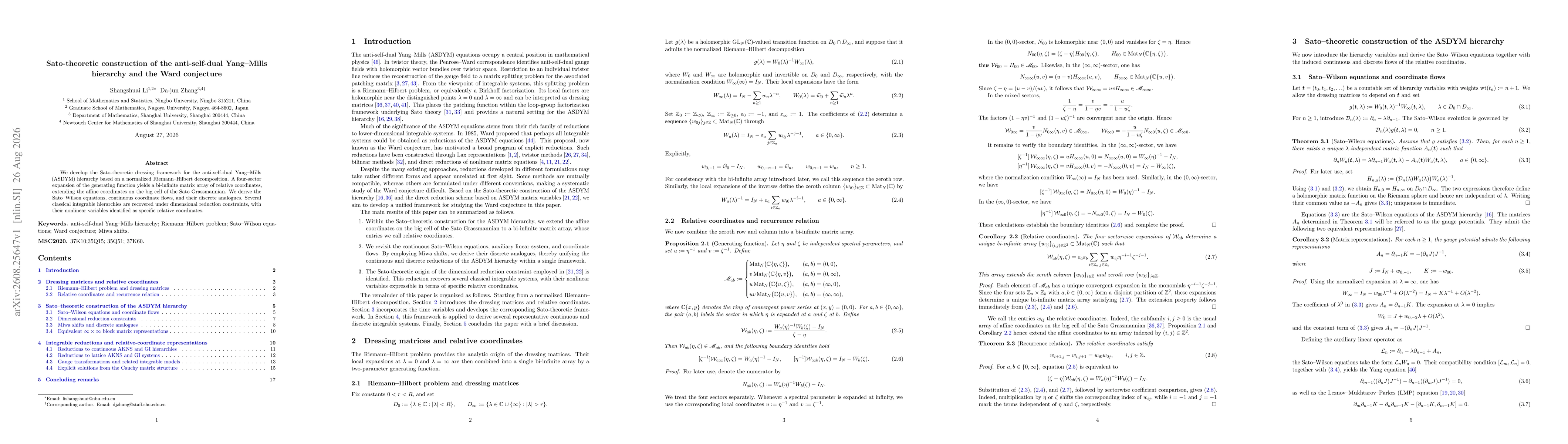 Thumbnail for Sato-theoretic construction of the anti-self-dual Yang-Mills hierarchy and the Ward conjecture