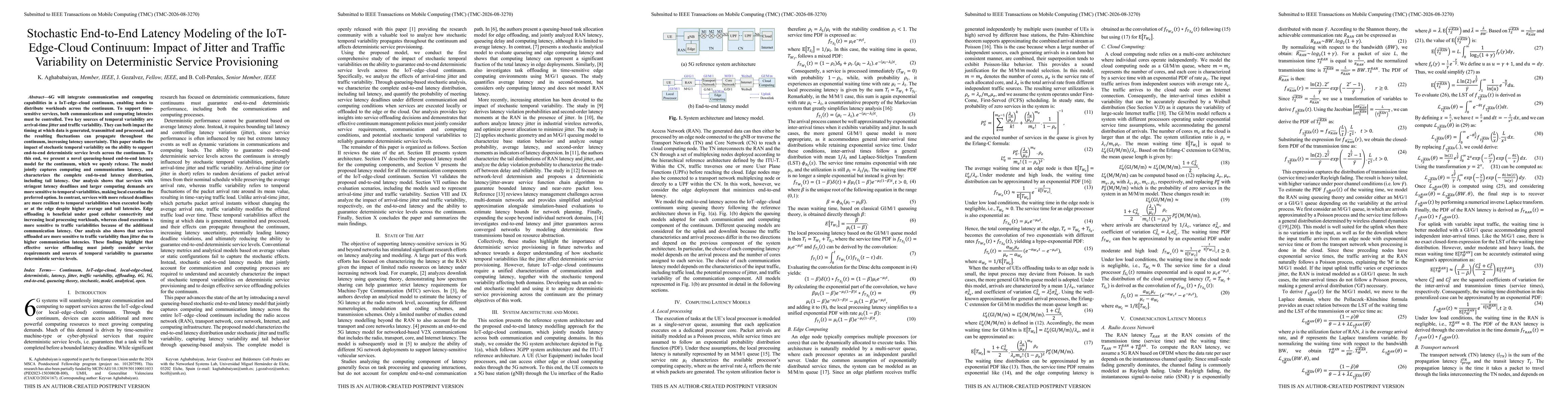 Thumbnail for Stochastic End-to-End Latency Modeling of the IoT-Edge-Cloud Continuum: Impact of Jitter and Traffic Variability on Deterministic Service Provisioning