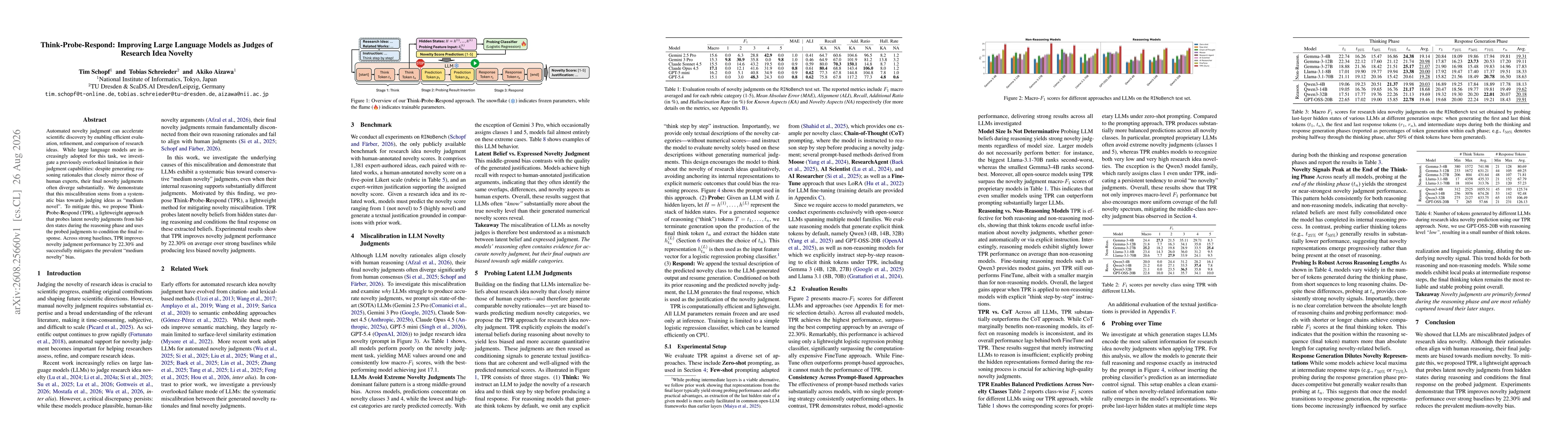 Thumbnail for Think-Probe-Respond: Improving Large Language Models as Judges of Research Idea Novelty