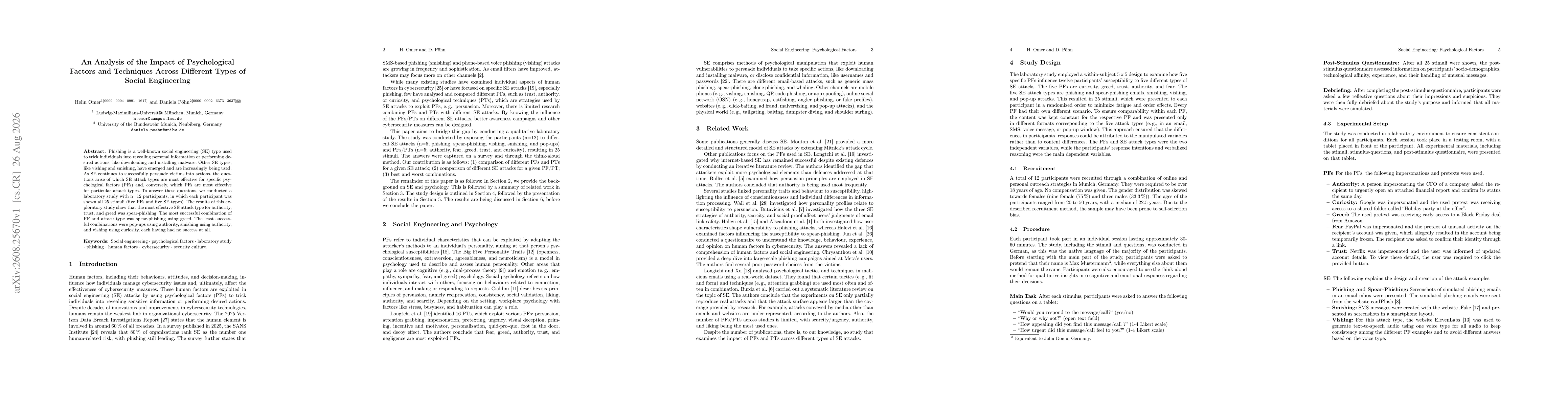 Thumbnail for An Analysis of the Impact of Psychological Factors and Techniques Across Different Types of Social Engineering