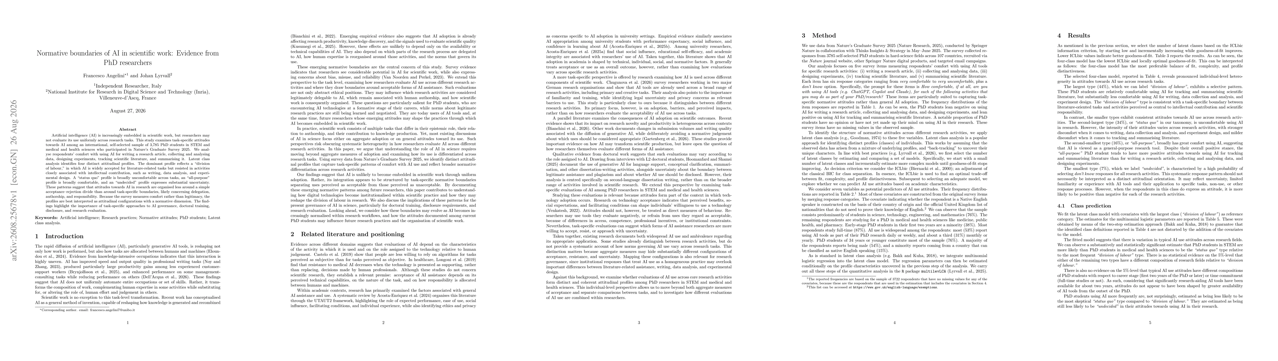 Thumbnail for Normative boundaries of AI in scientific work: Evidence from PhD researchers