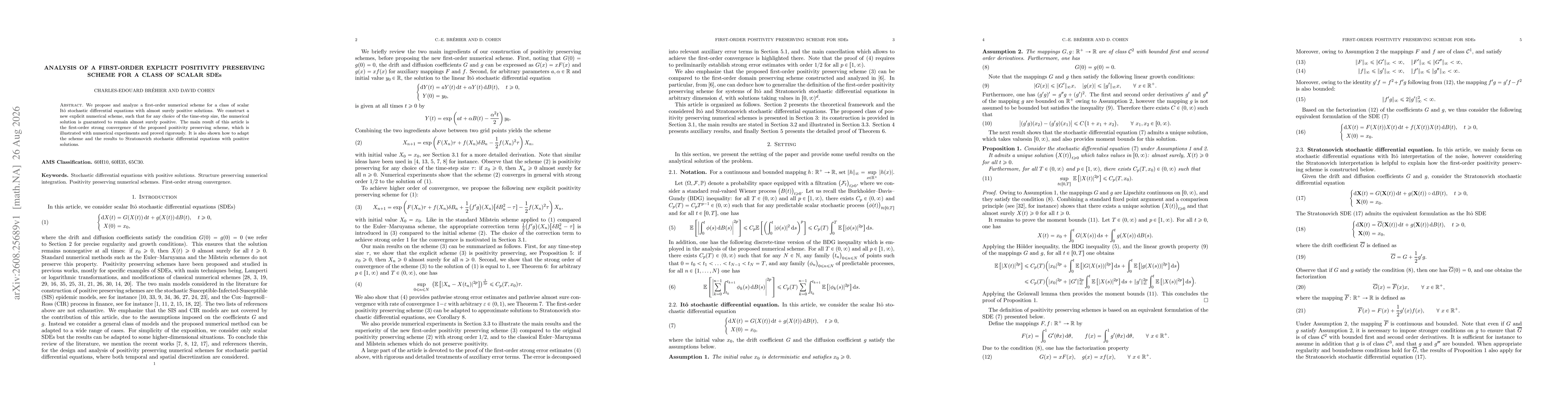 Thumbnail for Analysis of a first-order explicit positivity preserving scheme for a class of scalar SDEs