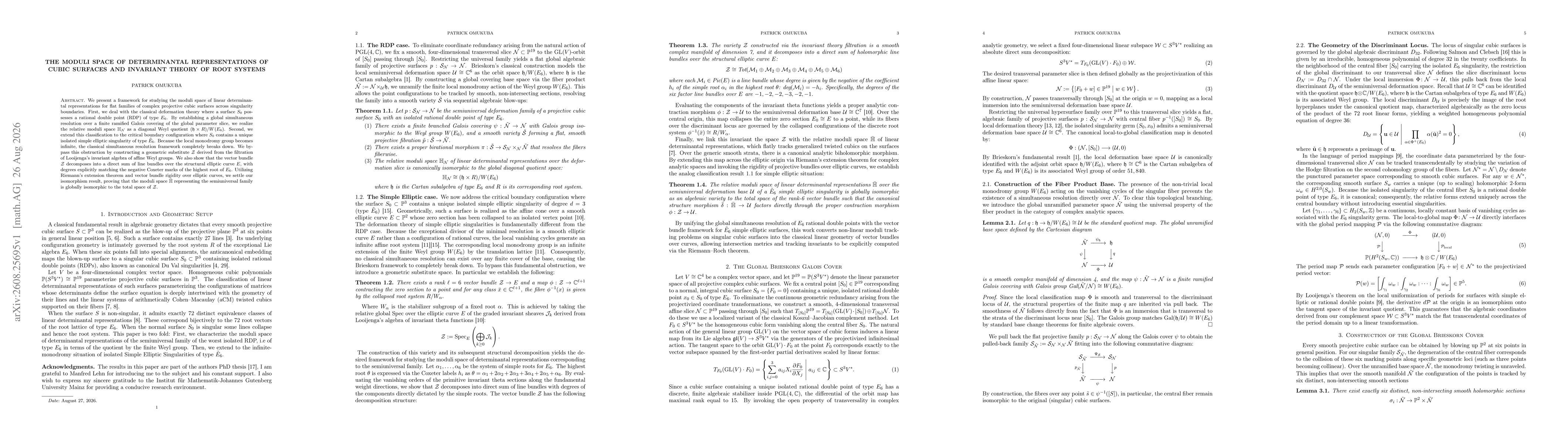 Thumbnail for The Moduli Space of Determinantal Representations of Cubic Surfaces and Invariant Theory of Root Systems