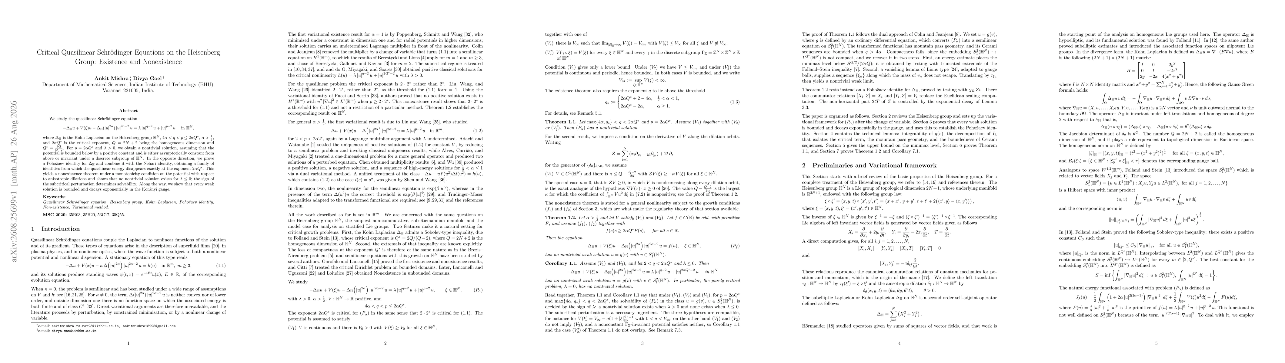 Thumbnail for Critical Quasilinear Schrödinger Equations on the Heisenberg Group: Existence and Nonexistence
