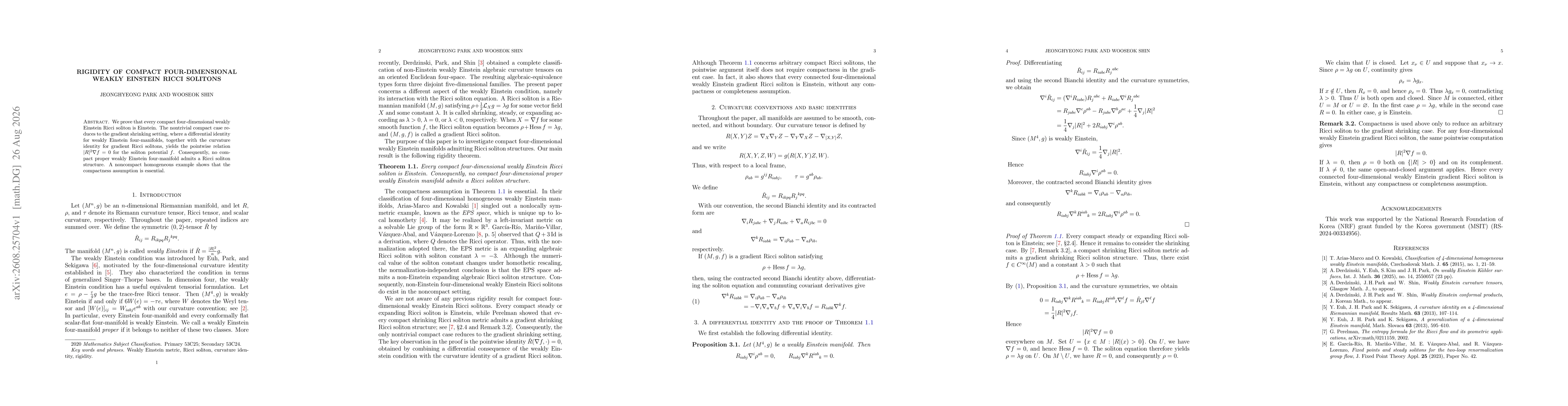 Thumbnail for Rigidity of compact four-dimensional weakly Einstein Ricci Solitons