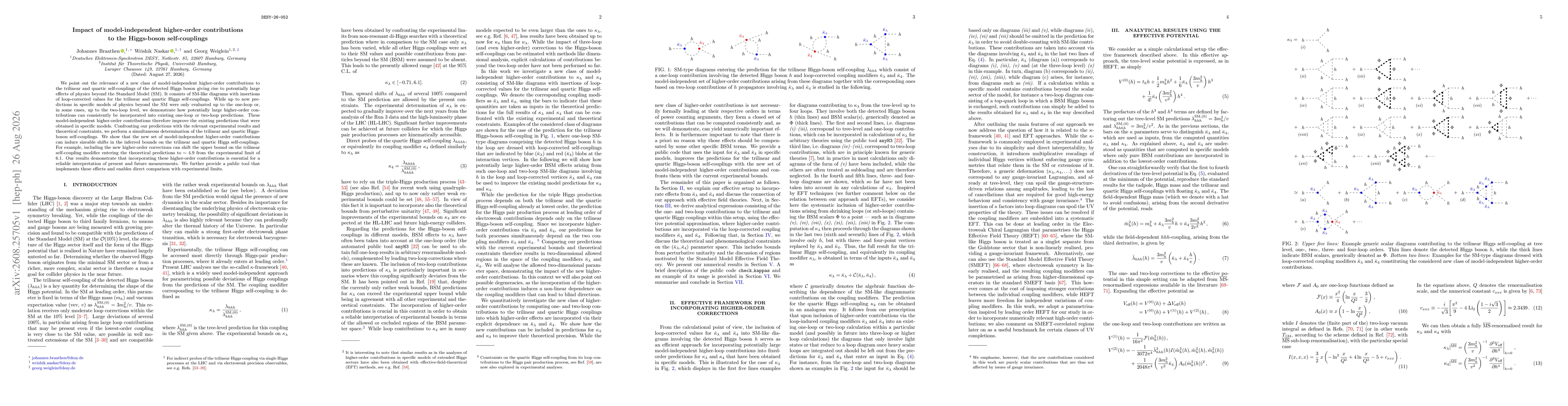 Thumbnail for Impact of model-independent higher-order contributions to the Higgs-boson self-couplings