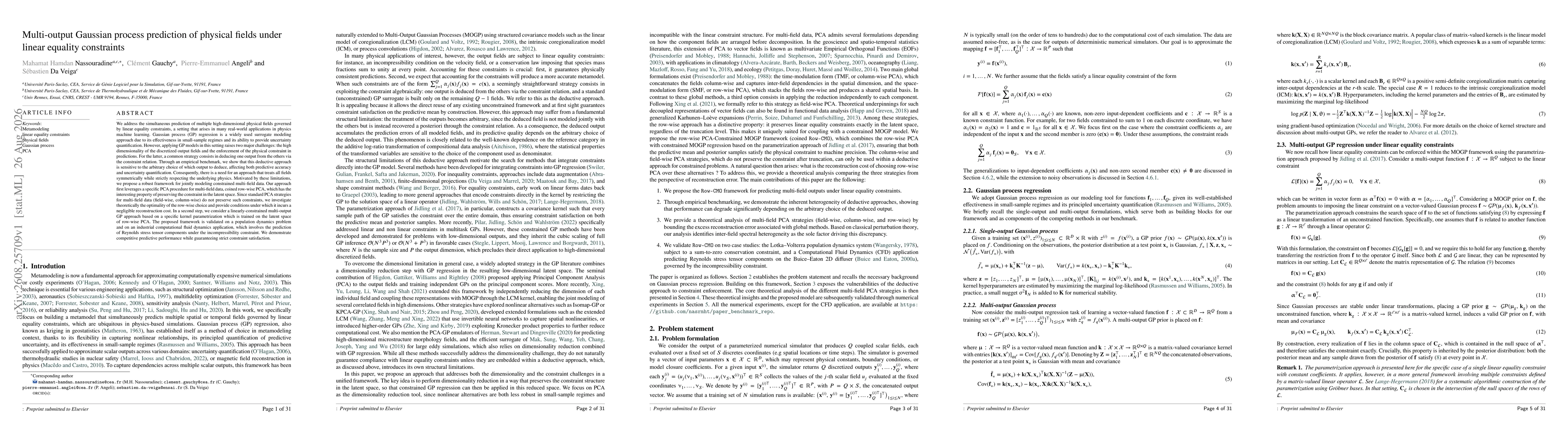 Thumbnail for Multi-output Gaussian process prediction of physical fields under linear equality constraints