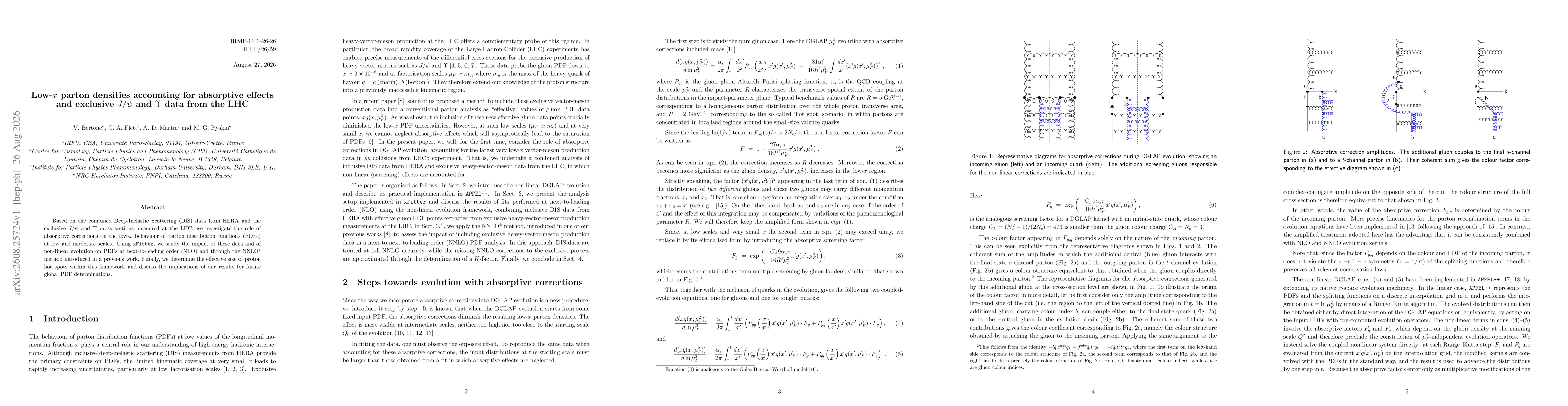 Thumbnail for Low-$x$ parton densities accounting for absorptive effects and exclusive $J/ψ$ and $Υ$ data from the LHC