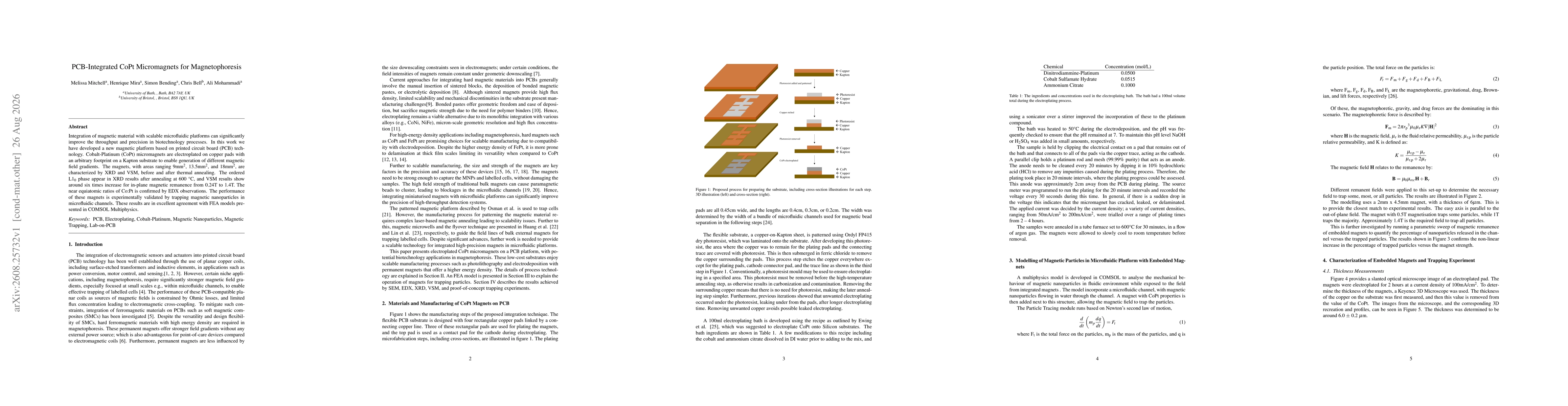 Thumbnail for PCB-Integrated CoPt Micromagnets for Magnetophoresis