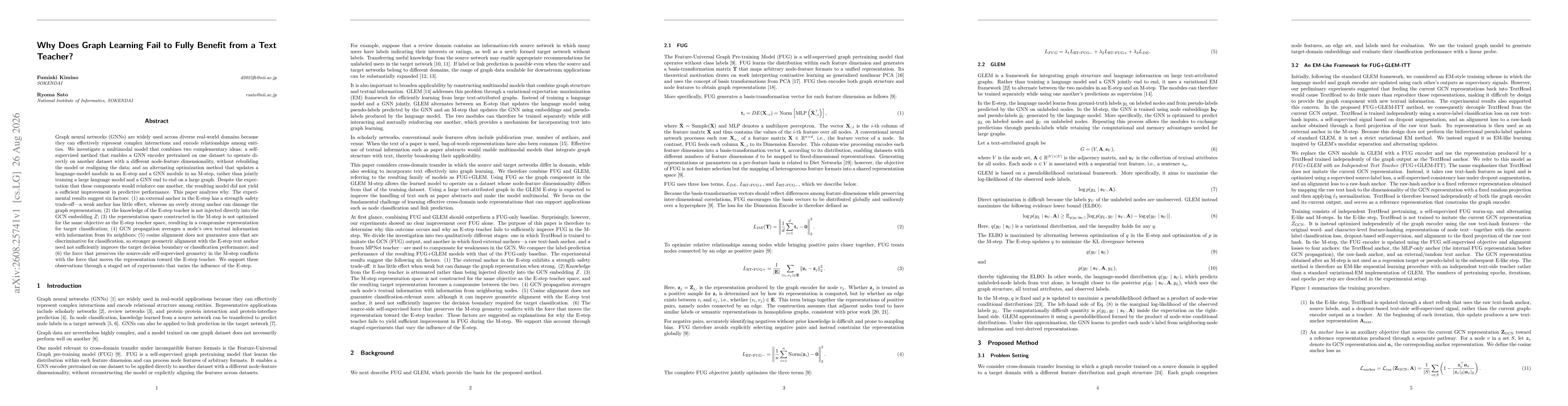 Thumbnail for Why Does Graph Learning Fail to Fully Benefit from a Text Teacher?