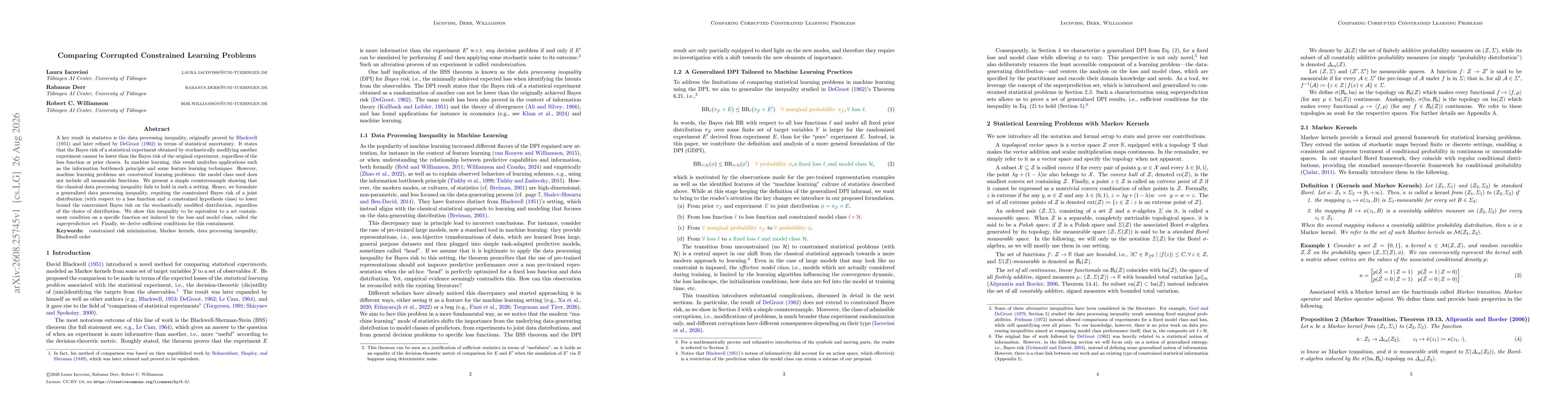Thumbnail for Comparing Corrupted Constrained Learning Problems