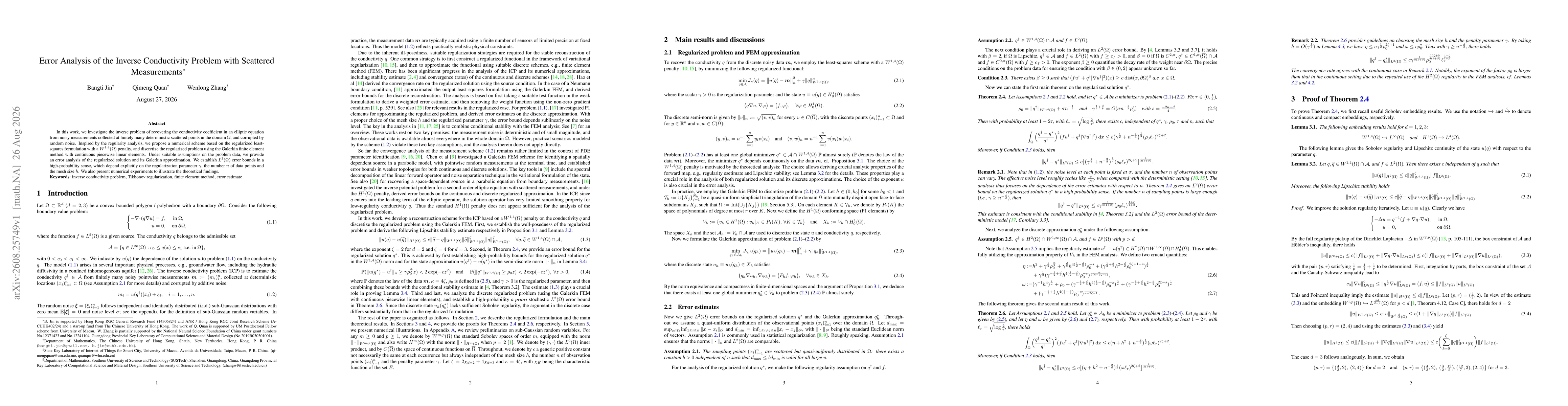 Thumbnail for Error Analysis of the Inverse Conductivity Problem with Scattered Measurements