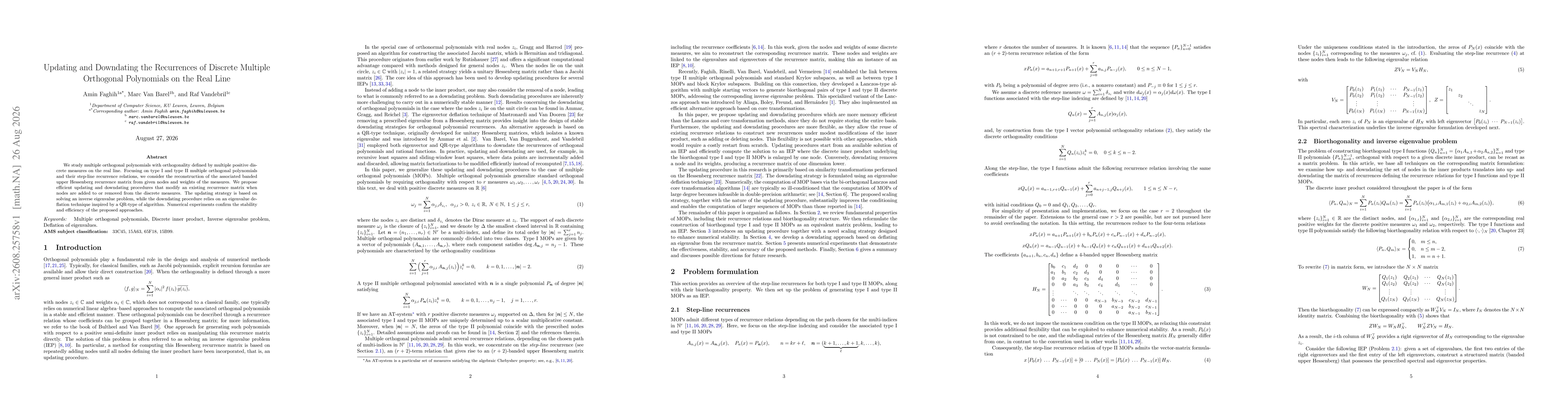 Thumbnail for Updating and Downdating the Recurrences of Discrete Multiple Orthogonal Polynomials on the Real Line