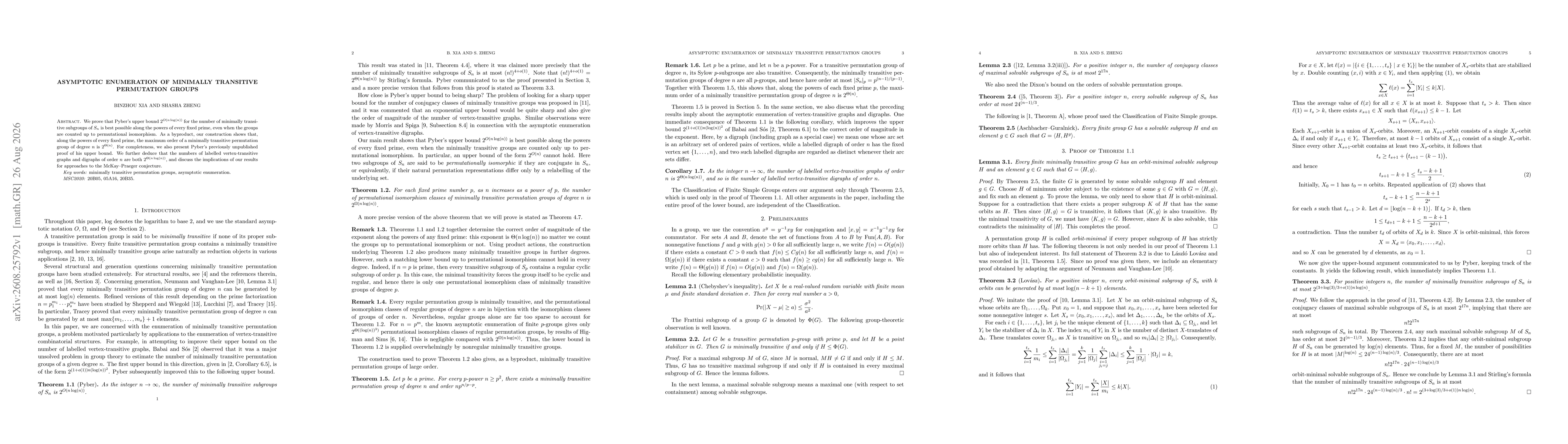 Thumbnail for Asymptotic enumeration of minimally transitive permutation groups