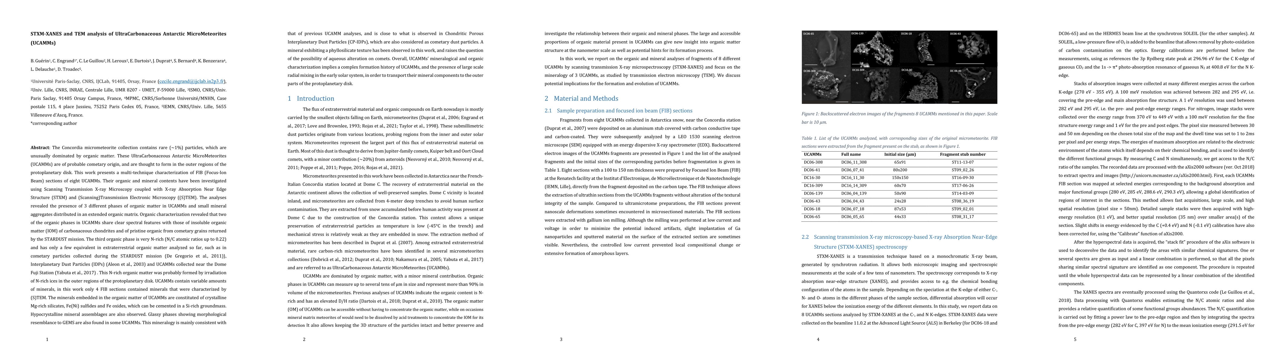 Thumbnail for STXM-XANES and TEM analysis of UltraCarbonaceous Antarctic MicroMeteorites (UCAMMs)