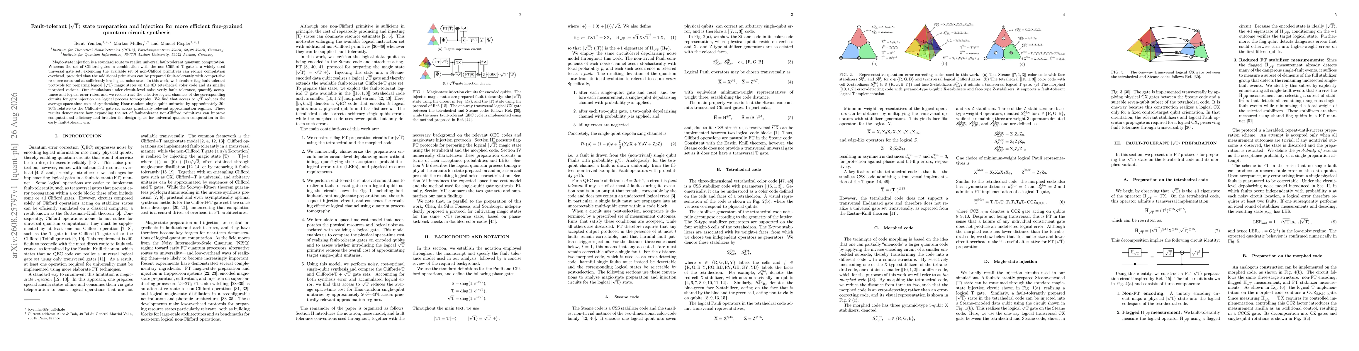 Thumbnail for Fault-tolerant $|\sqrt{ \mathrm{T} }\rangle$ state preparation and injection for more efficient fine-grained quantum circuit synthesis