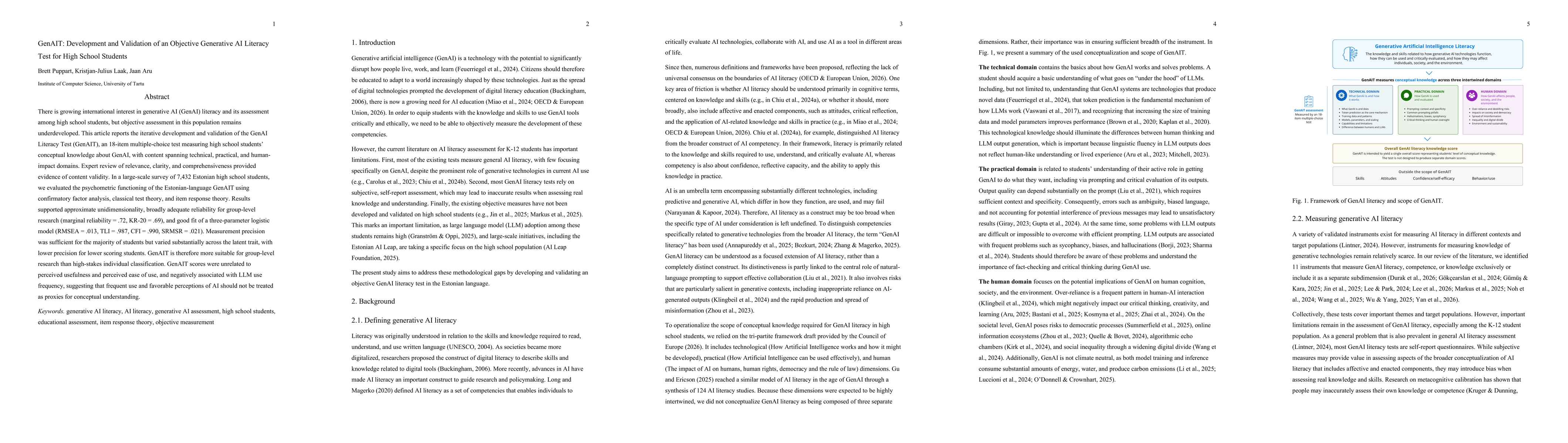 Thumbnail for GenAIT: Development and Validation of an Objective Generative AI Literacy Test for High School Students