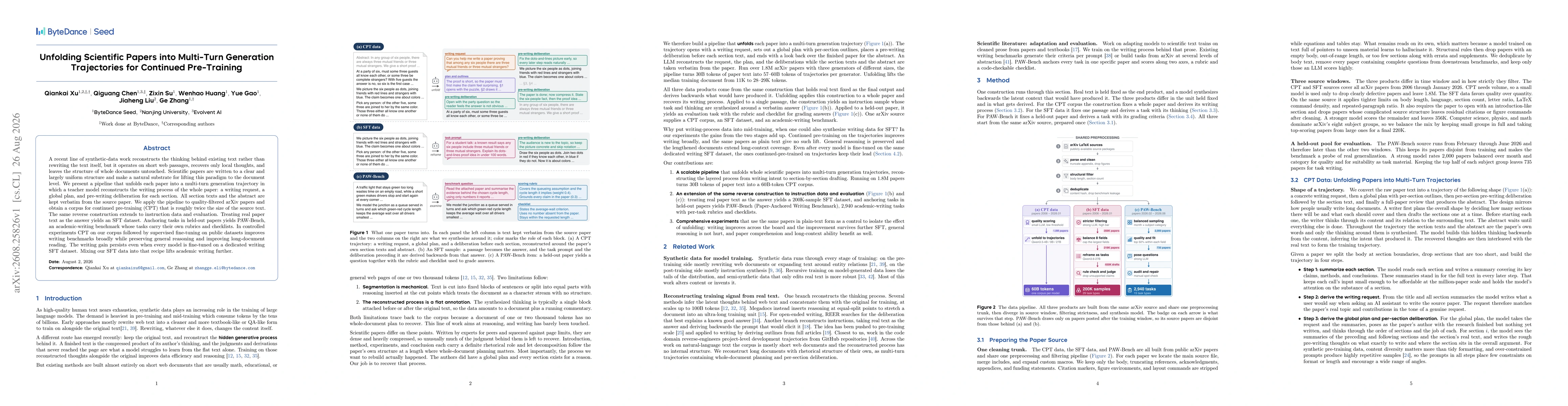 Thumbnail for Unfolding Scientific Papers into Multi-Turn Generation Trajectories for Continued Pre-Training