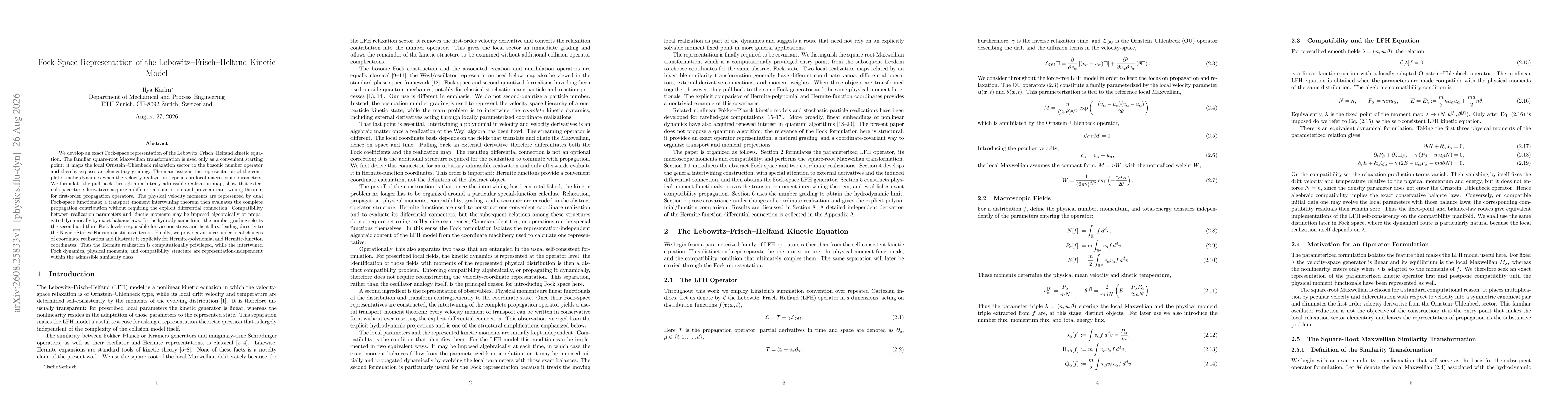Thumbnail for Fock-Space Representation of the Lebowitz--Frisch--Helfand Kinetic Model
