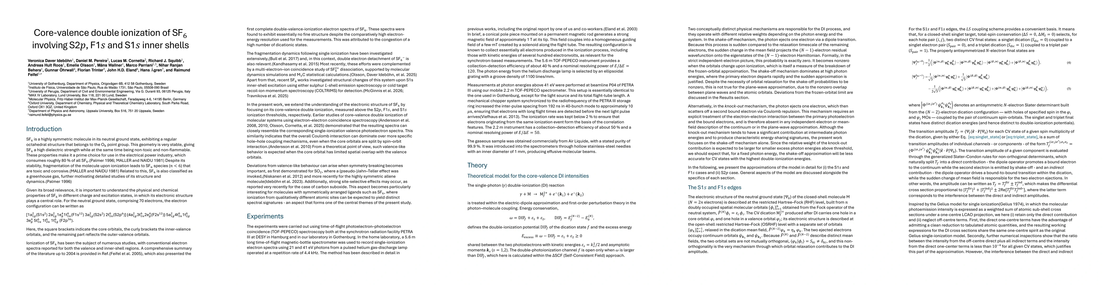Thumbnail for Core-valence double ionization of SF6 involving S2p, F1s and S1s inner shells