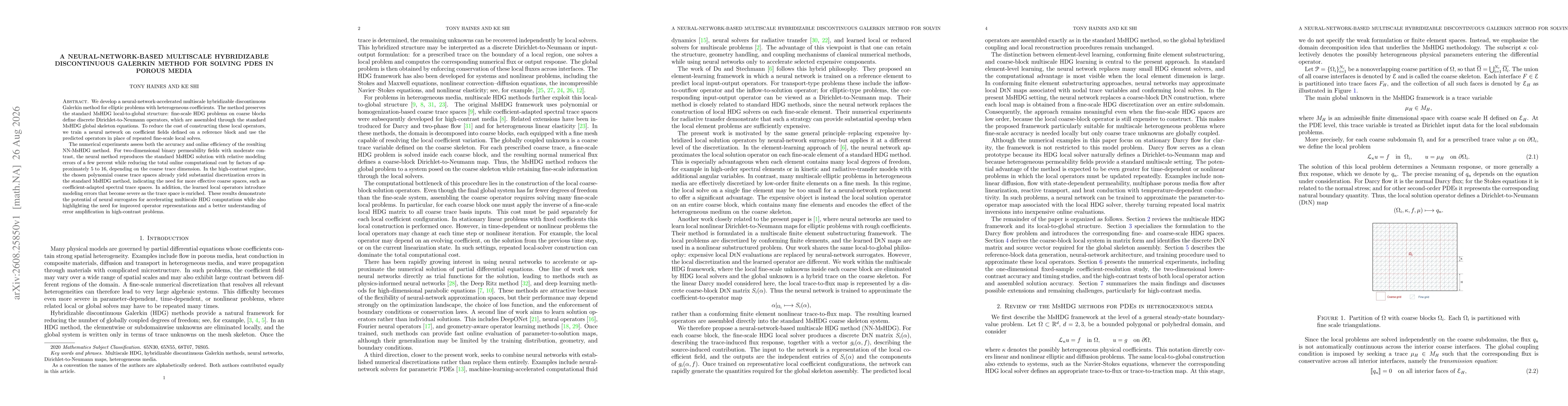 Thumbnail for A Neural-network-based multiscale Hybridizable Discontinuous Galerkin method for solving PDEs in porous media