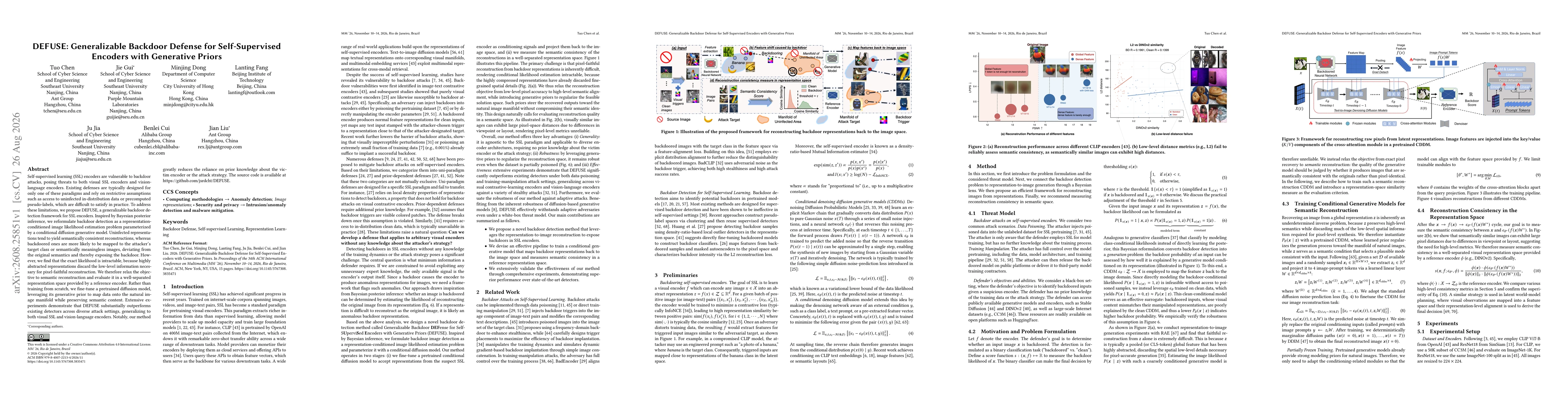 Thumbnail for DEFUSE: Generalizable Backdoor Defense for Self-Supervised Encoders with Generative Priors