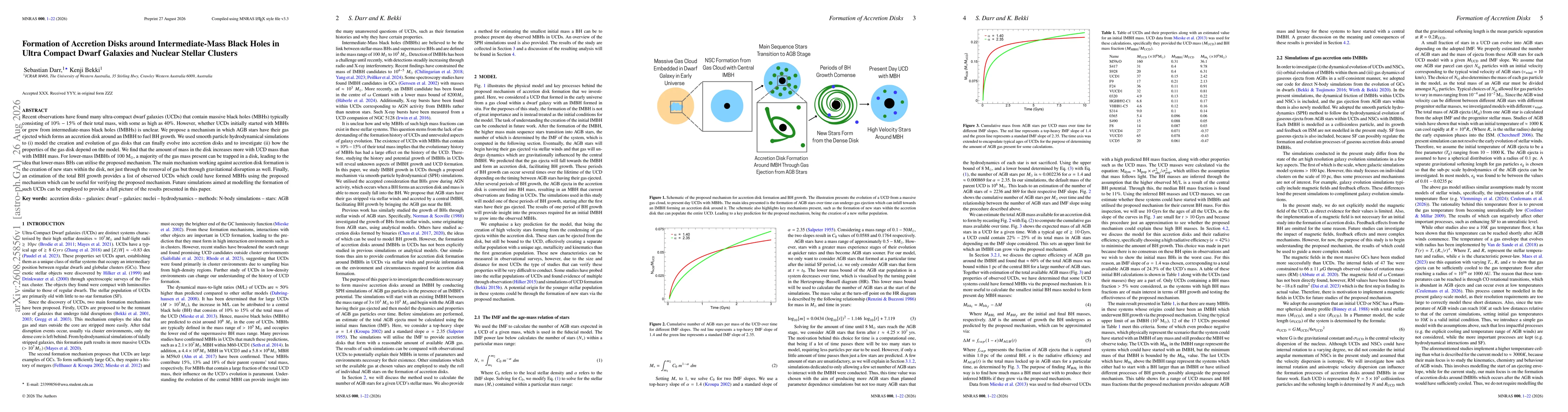 Thumbnail for Formation of Accretion Disks around Intermediate-Mass Black Holes in Ultra Compact Dwarf Galaxies and Nuclear Stellar Clusters