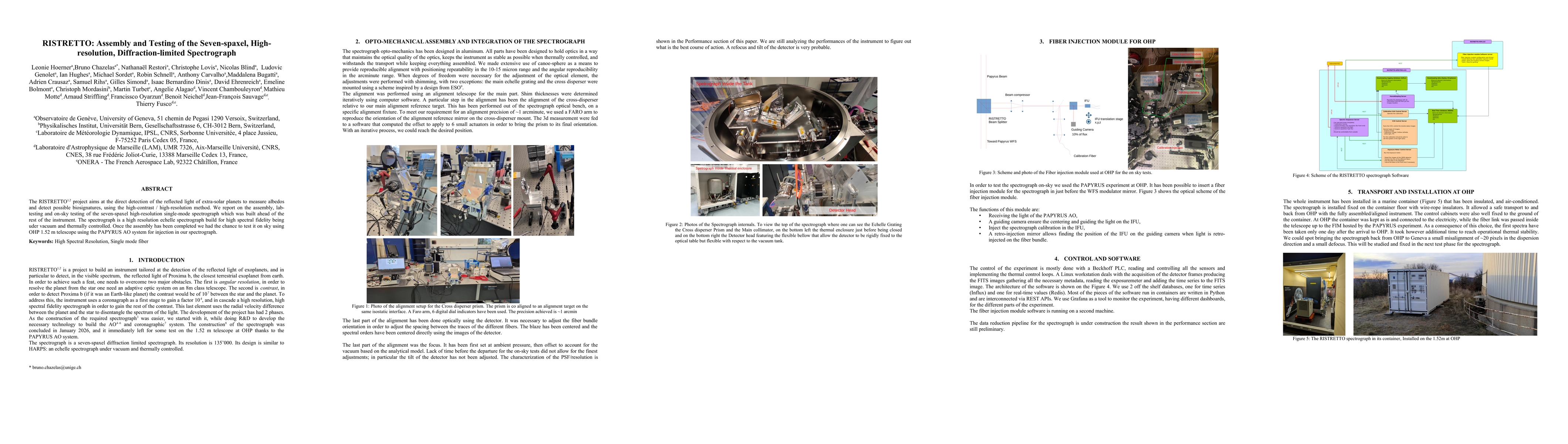 Thumbnail for RISTRETTO: Assembly and Testing of the Seven-spaxel, High-resolution, Diffraction-limited Spectrograph