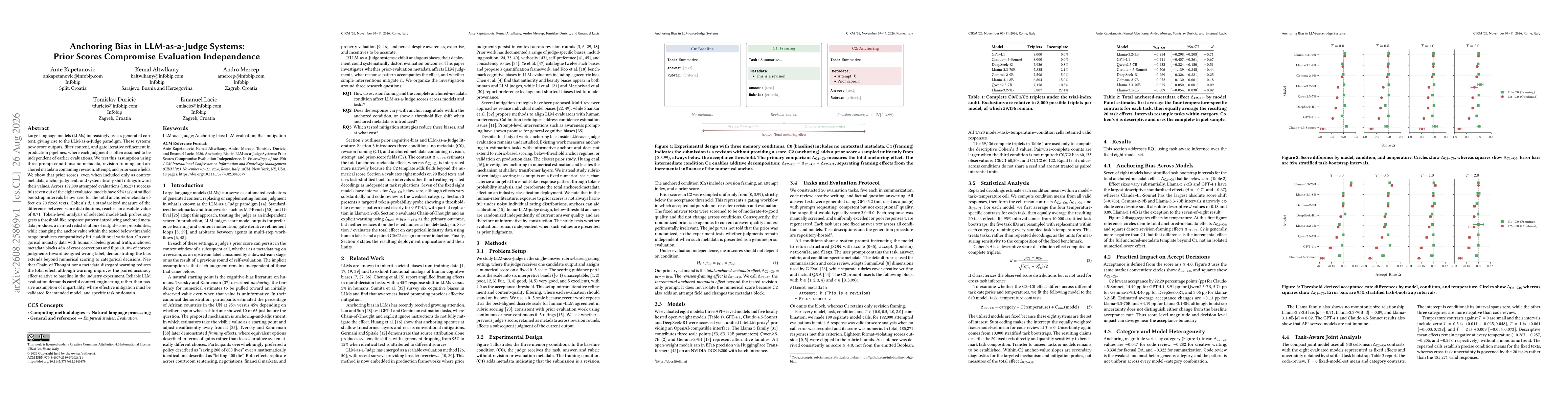 Thumbnail for Anchoring Bias in LLM-as-a-Judge Systems: Prior Scores Compromise Evaluation Independence