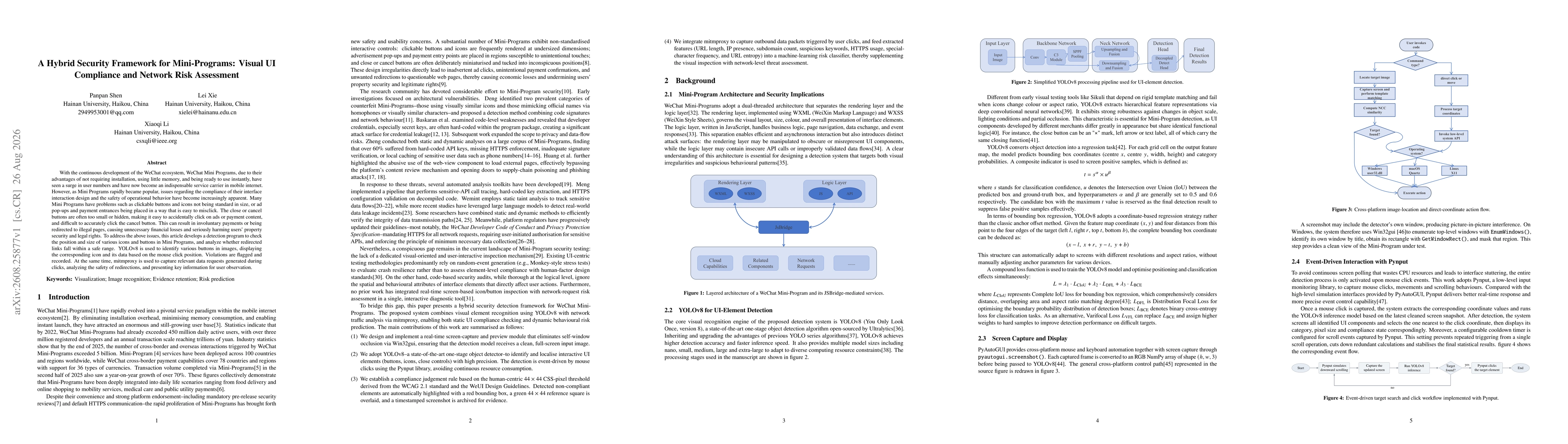 Thumbnail for A Hybrid Security Framework for Mini-Programs: Visual UI Compliance and Network Risk Assessment