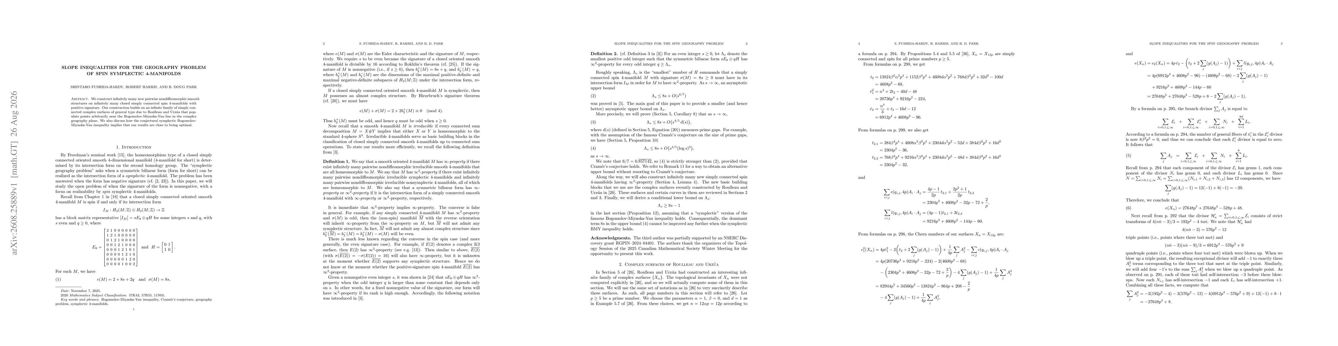 Thumbnail for Slope Inequalities for the Geography Problem of Spin Symplectic 4-Manifolds