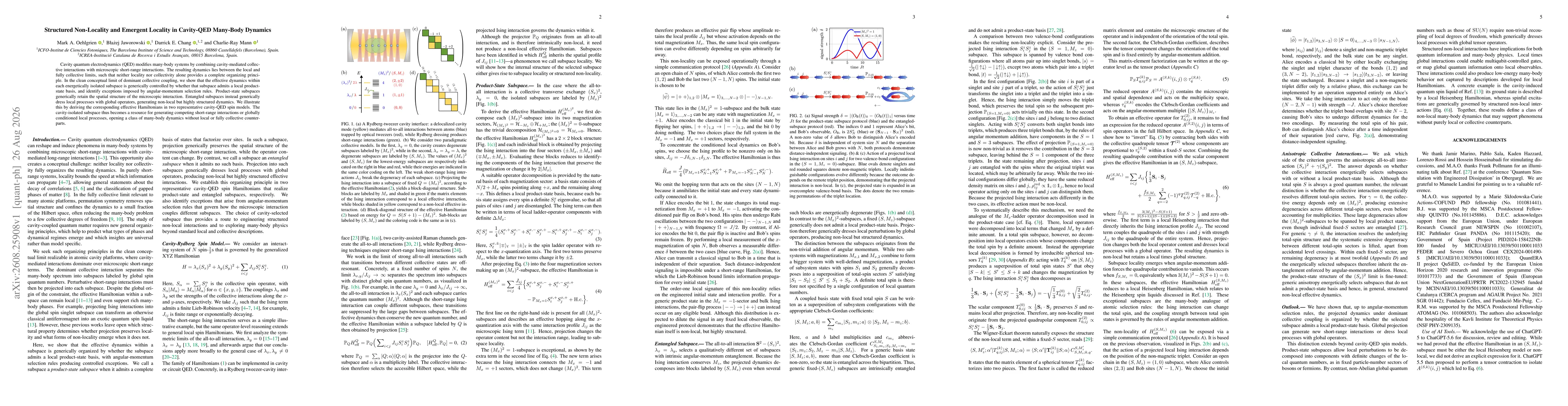 Thumbnail for Structured Non-Locality and Emergent Locality in Cavity-QED Many-Body Dynamics