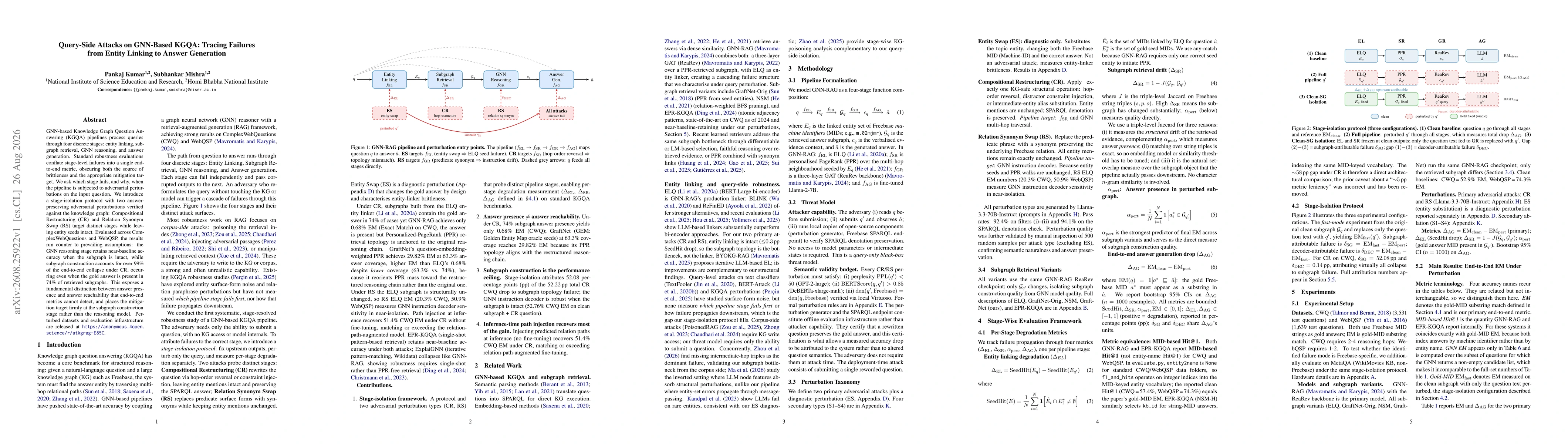 Thumbnail for Query-Side Attacks on GNN-Based KGQA: Tracing Failures from Entity Linking to Answer Generation