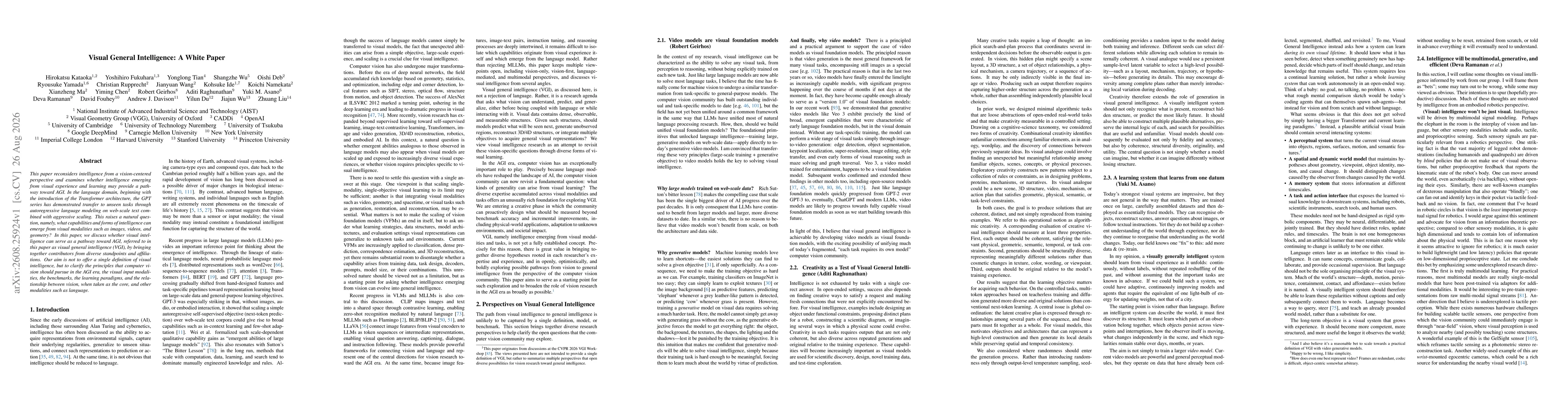 Thumbnail for Visual General Intelligence: A White Paper