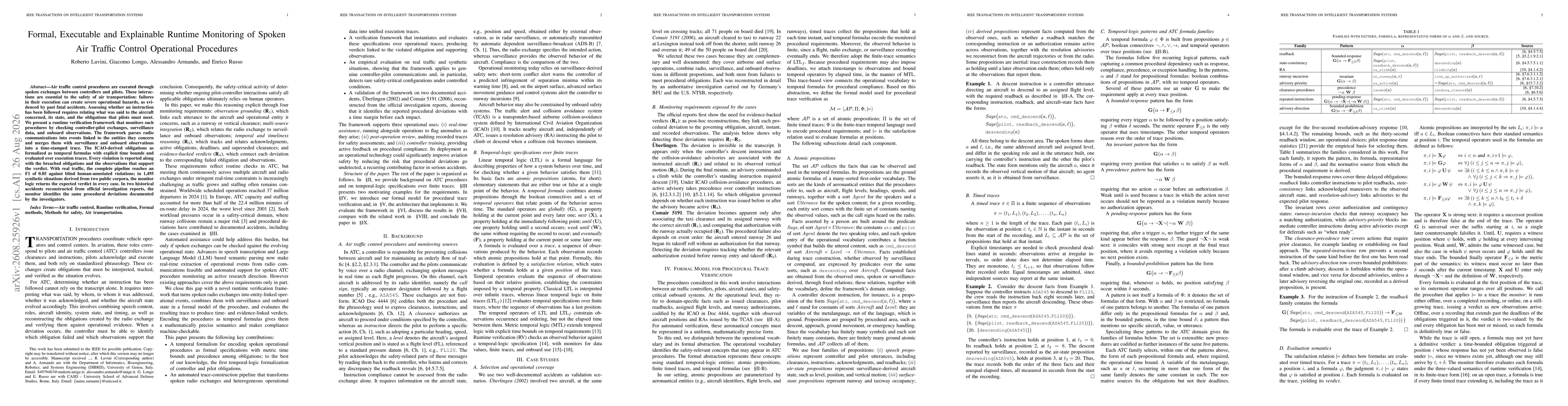 Thumbnail for Formal, Executable and Explainable Runtime Monitoring of Spoken Air Traffic Control Operational Procedures